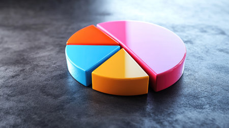 Abstract 3D pie chart representing business cost structure, with ample copy spaceの素材
