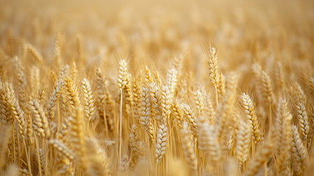 A field of wheat ready for harvest with copy space and no people presentの素材