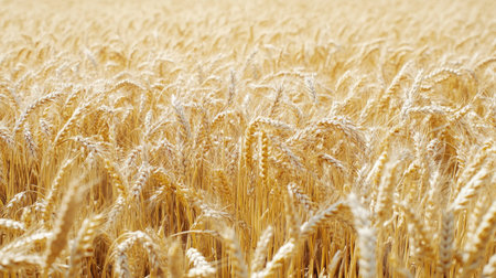 A field of wheat ready for harvest with copy space and no people presentの素材