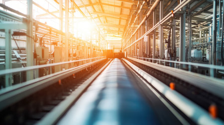 Cattle feeding in a modern automated dairy farm, no people, with copy spaceの素材