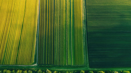 Large farm with irrigation systems running, no people, with ample space for textの素材