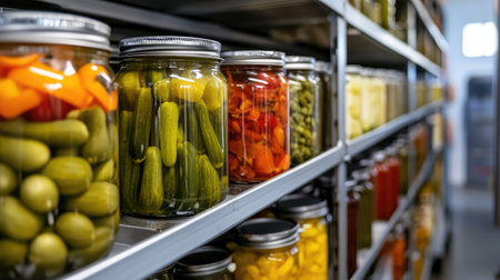Processing facility for canning vegetables, no people, with ample text spaceの素材