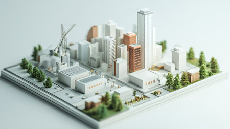 Detailed 3D view of a business cost analysis model, with ample copy spaceの素材