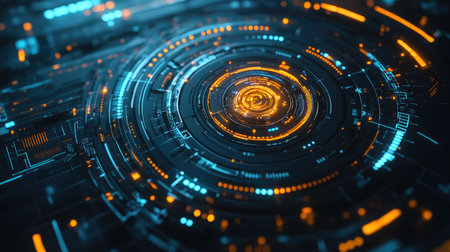 Abstract Visualize Interfaces Abstract top view of a data visualization interface, with ample copy ...