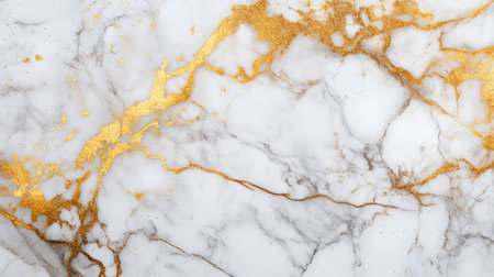 A marble texture background with gold veins, creating a luxurious and elegant look for sophisticated designsの素材