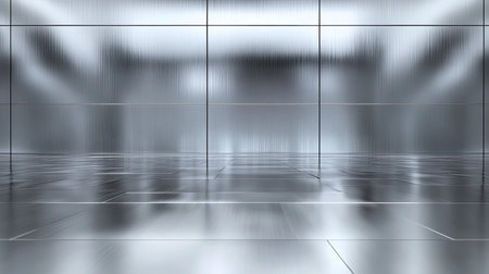 A metallic silver background with a reflective surface, ideal for sleek and modern designsの素材