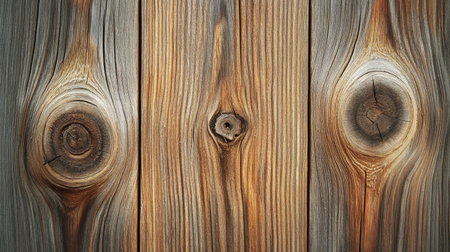 A rustic, wooden background with visible knots and grain, perfect for natural and organic designsの素材
