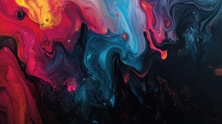 Bold fluid art with intense colors and a large blank area for copyの素材