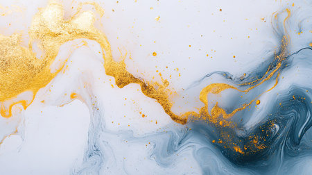 Abstract fluid art with golden accents and a large copy space on the leftの素材