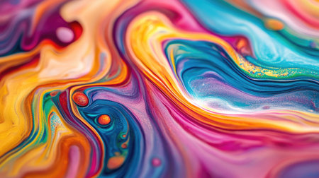 Bright fluid art with swirling patterns and ample blank space for copyの素材