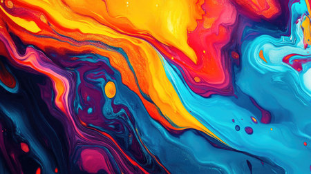 Bold fluid art with intense colors and a large blank area for copyの素材