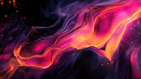 Energetic fluid art with dynamic lines and ample space for copyの素材