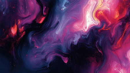 Dynamic fluid art with deep, swirling colors and ample space for textの素材