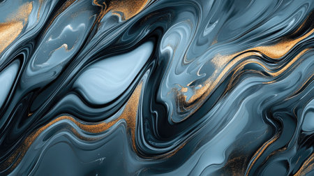 Smooth fluid art pattern in metallic shades with plenty of space for copyの素材