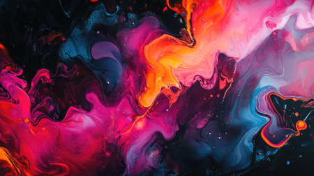 Bold fluid art with intense colors and a large blank area for copyの素材