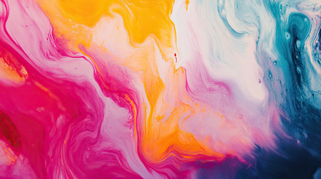 Bright and bold abstract fluid art with a spacious area for copyの素材