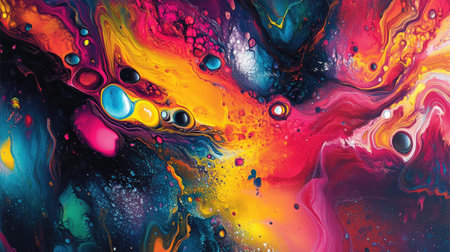 Bold, vibrant fluid art with deep colors and ample space for textの素材