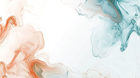 Elegant fluid art in muted tones with large blank space on the leftの素材