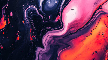 Dynamic fluid art with bold lines and a central blank space for textの素材