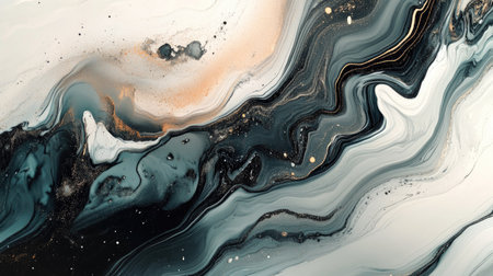 Subtle fluid art in neutral colors with a spacious area for textの素材