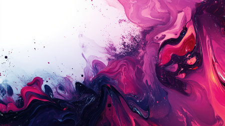 Vibrant, dynamic fluid art with a blank area at the top for textの素材