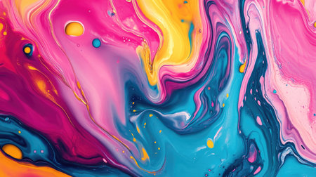 Vibrant fluid art pattern with bold colors and ample space for textの素材