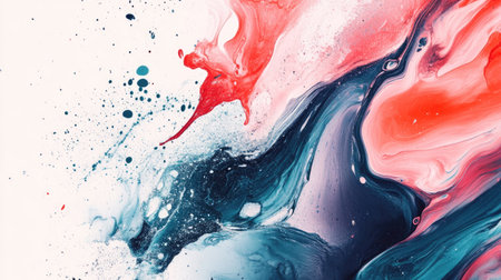 Abstract fluid art with bright accents and ample space for textの素材