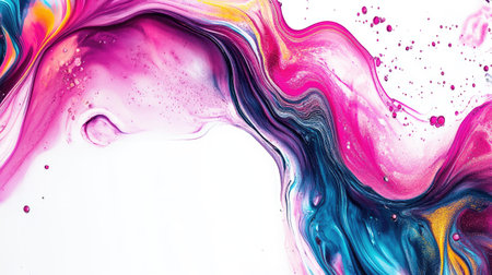 Bold and colorful fluid art with a blank area on the right for textの素材