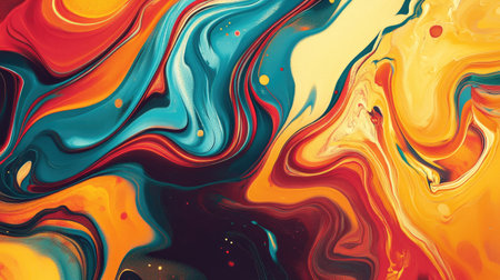 Bright fluid art with swirling patterns and ample blank space for copyの素材