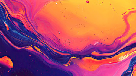 Vibrant, dynamic fluid art with a blank area at the top for textの素材
