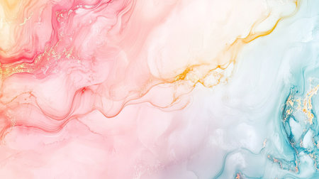 Soft, pastel fluid art with a large blank area for text on the rightの素材