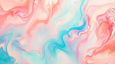 Smooth fluid art pattern in pastel tones with a large blank area for textの素材