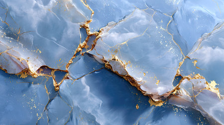 This stunning blue agate texture features intricate golden veins, perfect for backgrounds, wallpapers, and various artistic design projects.の素材