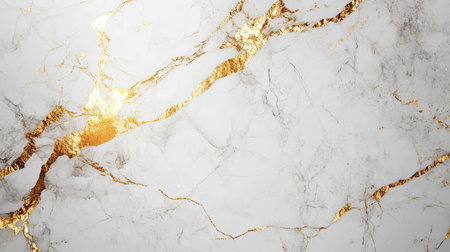 A marble texture background with gold veins, creating a luxurious and elegant look for sophisticated designsの素材