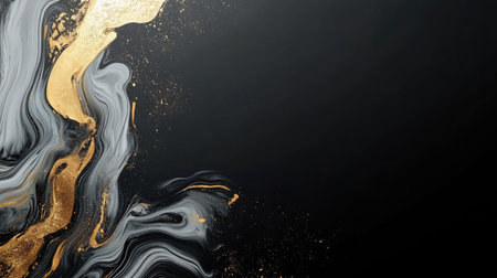 Fluid art background in metallic shades with copy space along the bottomの素材