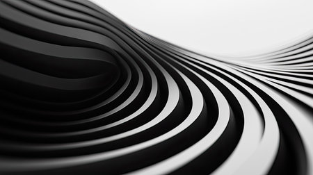 Black and white abstract curved lines with ample copy space in the bottom half.の素材
