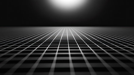 Blackm half. and white abstract grid pattern with ample copy space in the bottom half.の素材