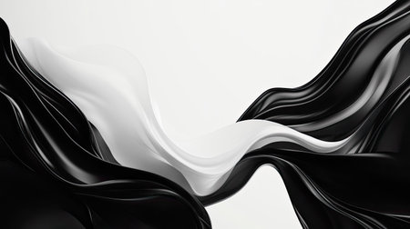 Black and white abstract waves with ample copy space in the center for text.の素材