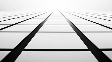 Top view of a black and white grid pattern with ample copy space on the left side.の素材