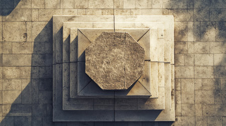 Top view of a podium architectural structure, emphasizing the design with space for textの素材