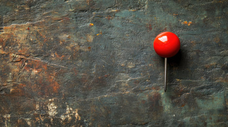Overhead shot of a pin on a textured background, with room for text, capturing the detailの素材