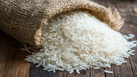 A pile of high-quality basmati rice, with room on the top for textの素材