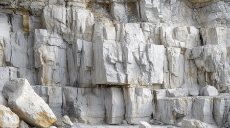 Limestone formations in a quarry leaving space on the side for copyの素材