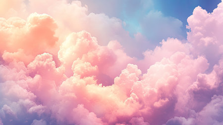 Abstract cloud pattern with soft fluffy shapes, space for text in the open areas between cloudsの素材