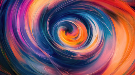 Abstract swirl pattern in vibrant colors with a sense of motion, ample room for text in the top thirdの素材
