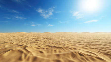 A sprawling desert under a bright blue sky, with plenty of space for text in the endless sandの素材