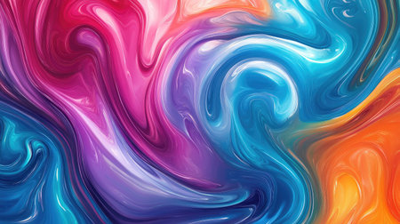 Abstract swirl pattern in vibrant colors with a sense of motion, ample room for text in the top thirdの素材