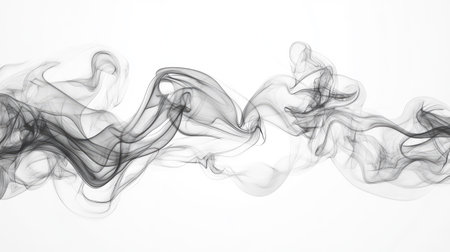 Abstract smoke pattern with swirling wisps, plenty of room for text in the blank areasの素材
