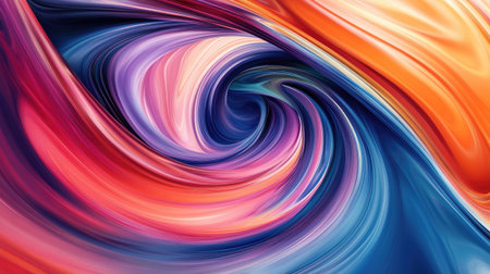 Abstract swirl pattern in vibrant colors with a sense of motion, ample room for text in the top thirdの素材