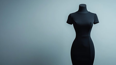 Modern European sheath dress on a mannequin, sleek lines, no people, with ample copy space and clean background.の素材